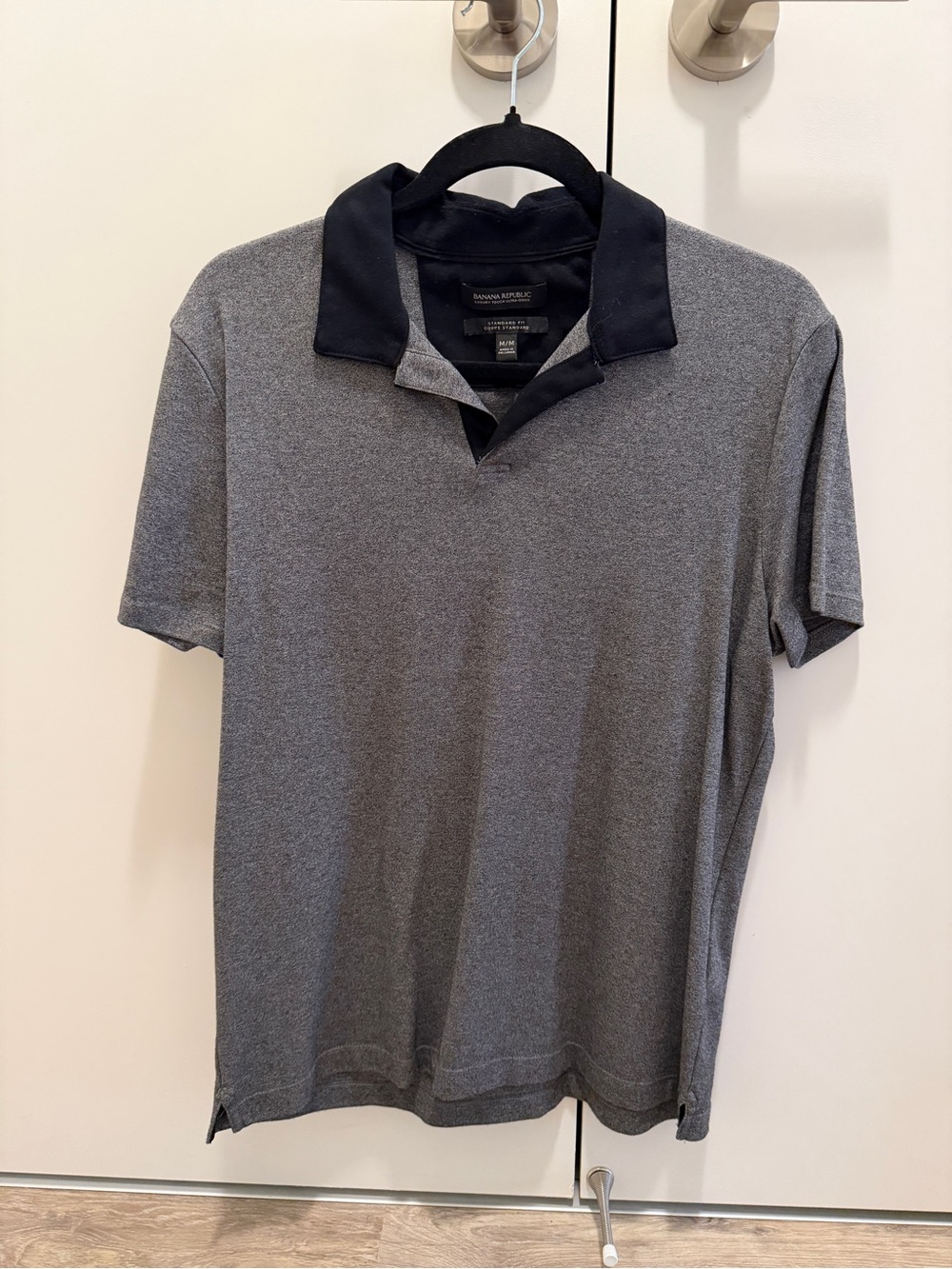 Banana Republic Gray Polo with Black Contrast Collar